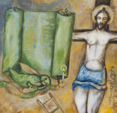 La Crucifixion en jaune. Museum: Musee national d'art moderne, Centre Georges Pompidou, Paris. Author: MARC CHAGALL. / Credit: Album / Alamy Stock Photo, Album / Alamy Stock Photo 2EJBJRH La Crucifixion en jaune. Museum: Musee national d'art moderne, Centre Georges Pompidou, Paris. Author: MARC CHAGALL.
