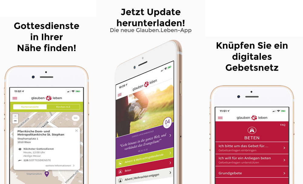 Die neue 'Glauben.Leben'-App / Kathpress Update seit Dezember 2018 kostenlos erhältlich